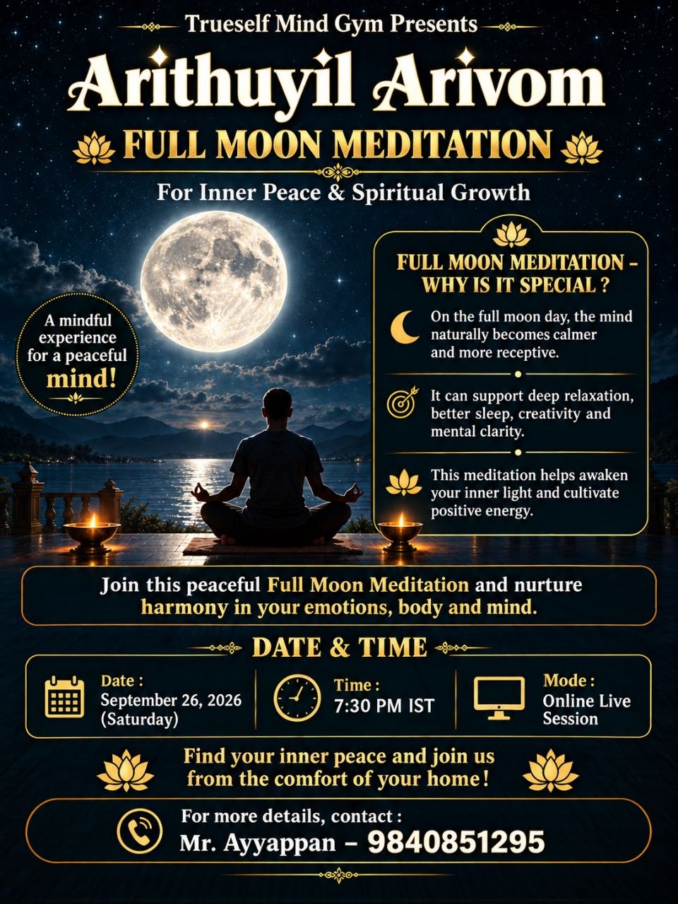 Pournami meditation reference poster